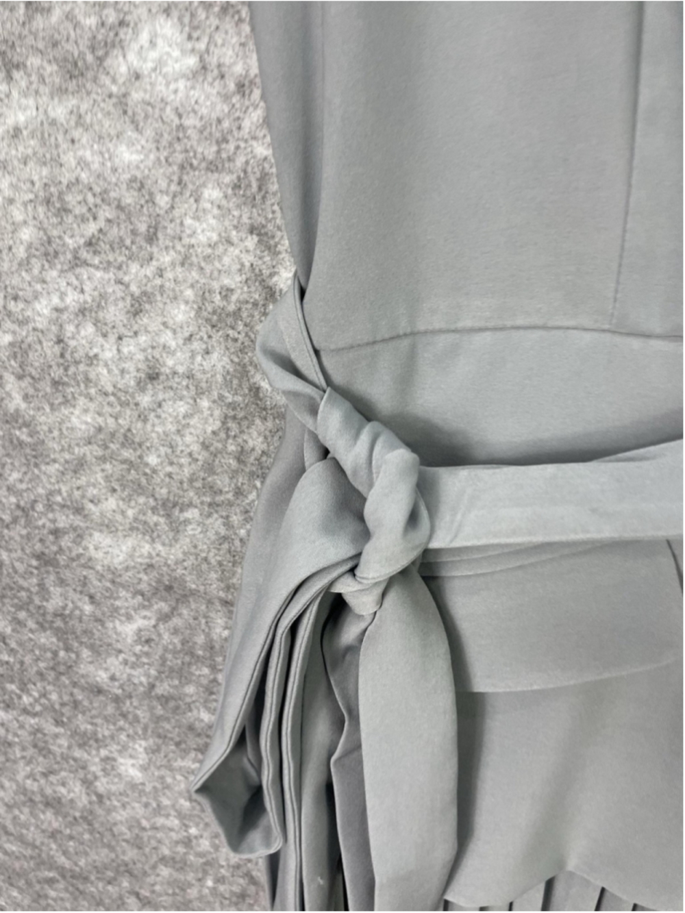 Commense Dress Womens Large Gray Sleeveless Belted Pleated Wrap Mini Blazer - Picture 3 of 13
